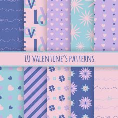 Set of 10 valentine's cute patterns N2
