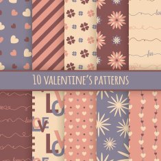 Set of 10 valentine's cute patterns N3