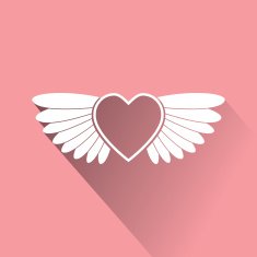 Heart with wings collection cartoon vector illustration