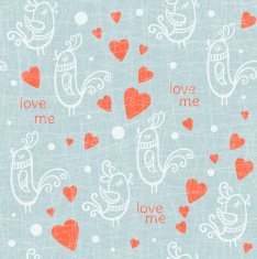 Valentine's Day seamless pattern with birds Vector illustration