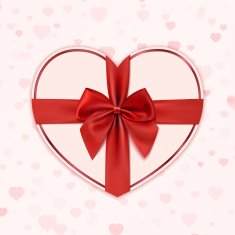 Paper heart with red ribbon and a bow N8