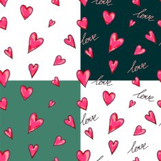 Love pattern set with handdrawn hearts N2