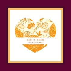 Vector golden art flowers heart symbol frame pattern invitation greeting N4