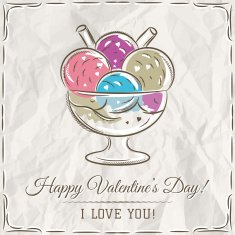 valentine card with ice cream and wishes text