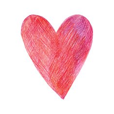 Hand-drawn painted red heart N4