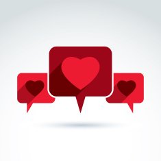 Heart over the speech bubbles icon vector conceptual symbol