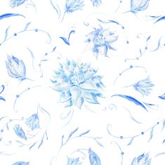 Pastel pattern with blue flowers N2