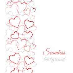 Border seamless pattern with grunge hearts N2