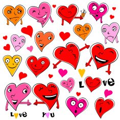 Funny cartoon hearts