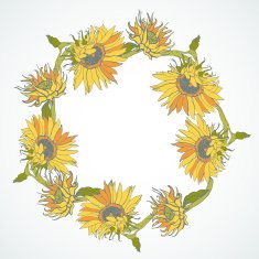 Vector illustration Wreath with Sunflowers