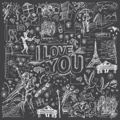 Vector sketch background with love story elements