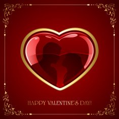 Red Valentines heart with couple