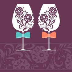 Romantic card with two glasses Vector illustration N2