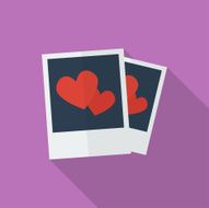 Photos with hearts Flat style icon