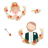 Wedding designs with groom and bride characters N2