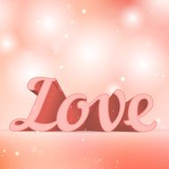 Realistic 3d pink Love sign Typography card
