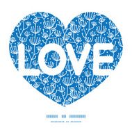 Vector blue white lineart plants love text frame pattern invitation N4