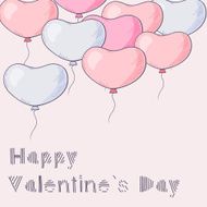 Many hand drawn heart balloons flying