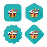 Valentine&#039;s Day present bucket flat icon with long shadow eps10 N21