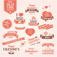 Collection of Valentine&#039;s day vintage labels typographic design elements N6