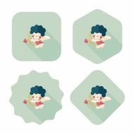 Valentine&#039;s Day cupid flat icon with long shadow eps10 N33