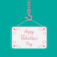 Industrial hook on chain blank poster board Valentines day Flat