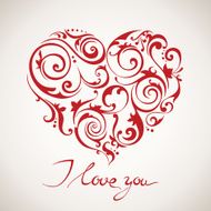 Vector card with stylized heart and I Love You text N2
