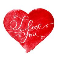 Vector watercolor heart with text