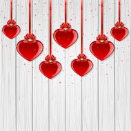 Valentines hearts on wooden background