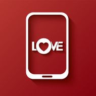 Valentine&#039;s day message in a smartphone application with creative