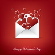 Valentine card design with envelope and hearts flying out