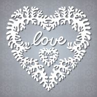 Greeting card with lacy heart and lettering &quot;love&quot;