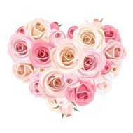 Heart bouquet of pink roses Vector illustration