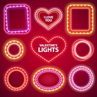 Valentines Neon Lights Frames with a Copy Space Set2