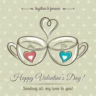 valentine card with two cup of hot drink N2
