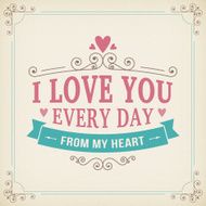 Valentine and wedding typography greeting card vintage curl background