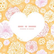 Vector warm day flowers heart silhouette pattern frame
