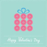 Gift box made from buttons Dash line Valentines day Flat