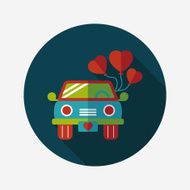 wedding car flat icon with long shadow eps10 N88