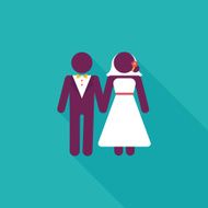 wedding couple flat icon with long shadow eps10 N249