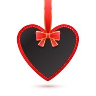 Hanging heard shape card with red bow N2