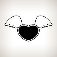 Silhouette heart with wings vector illustration
