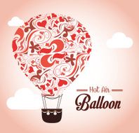 Air balloon over pink background vector illustration