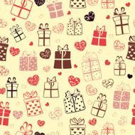 Seamless pattern of hearts and gift boxes N9
