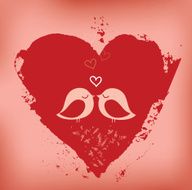 Valentine&#039;s Day card - heart and lovebirds