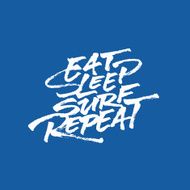 Surfing hand lettered calligraphic brush script design N2