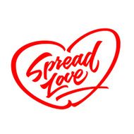 &#039;Spread love&#039; dynamic hand crafted brush script lettering