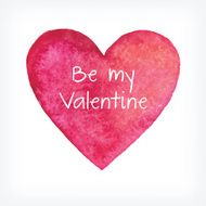 Vector watercolor heart Valentine day card