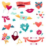 Set of Valentine&#039;s and Wedding icons