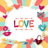 Background with Valentine&#039;s and Wedding stickers N3